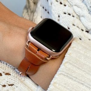 Leather Apple Watch Strap Rose Gold iWatch Band